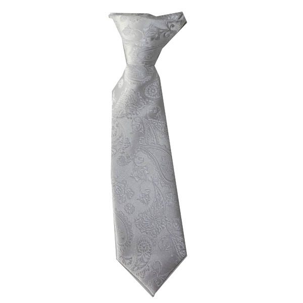 Baby Clip On White on White Paisley