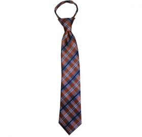 Boys Zipper Tangerine and Sterling Gray Plaid