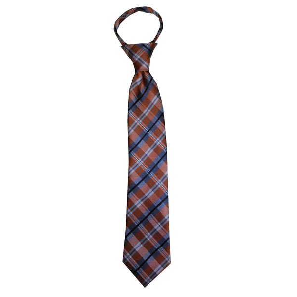 Boys Zipper Tangerine and Sterling Gray Plaid