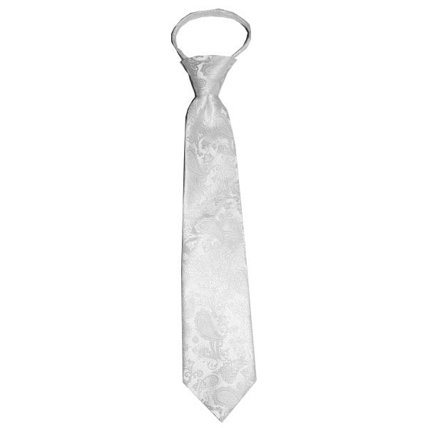 Boys Zipper White on White Paisley