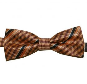 Tangerine and Brown Gingham with Black Stripes Bow Tie