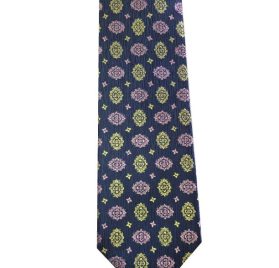 Navy, Pink & Yellow Floral Men's Tie
